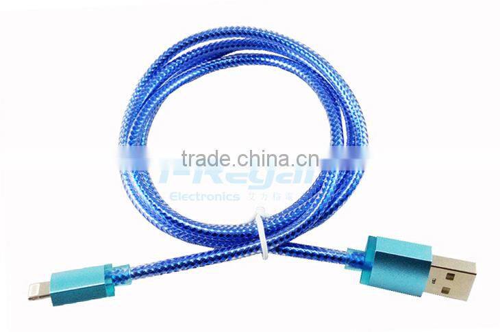 Popular colorful crystal nylon braided usb cable