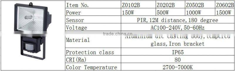 halogen lawn lamp with 180 degree angle position sensor