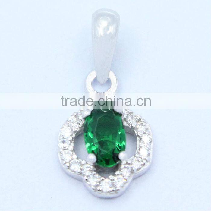 New Product Emerald with White Zircon fashion 925 silver jewelry Pendant