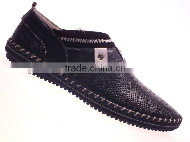 Fashion men leather loafer casual shoes with mark-thread sole