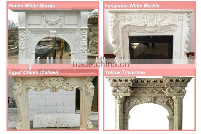 Beige Marble fireplace Surround freestanding white electric fireplace wall mounted YF-HT-S-BL011