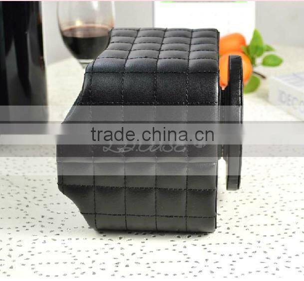 PU Leather TV Remote Control Holder, wall mount bracket mobile phone holder, desk organizer for hotel use