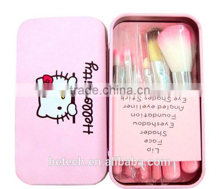 hello kitty makeup brushes pink wood handle synthetic hair make up brush set