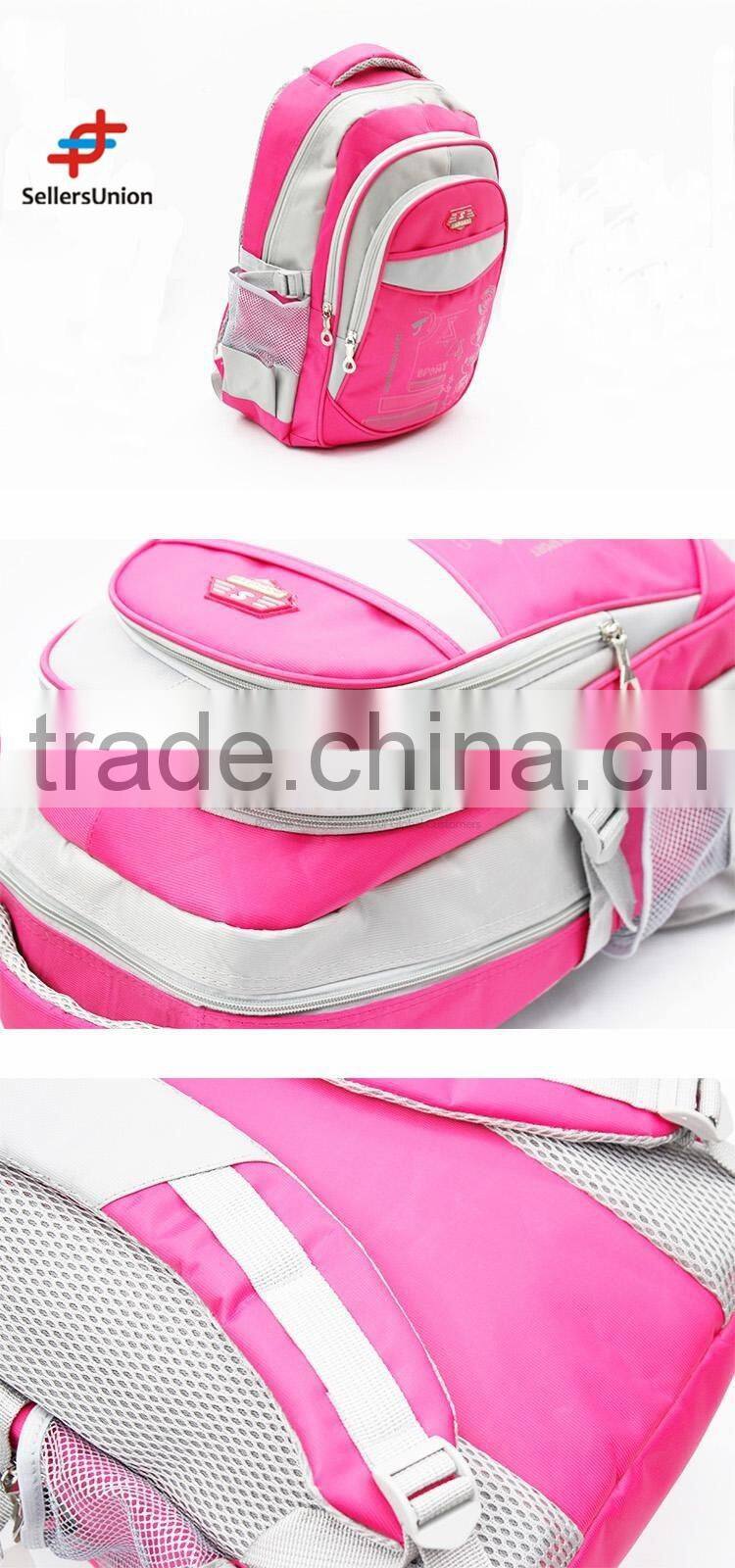 No.1 yiwu exporting commission agent wanted Good Quality most popular Pink&grey Sport Backpack