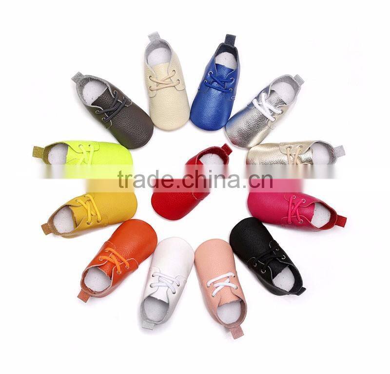 Top quality genuine leather baby oxford shoes wholesale soft sole baby shoe moccasins