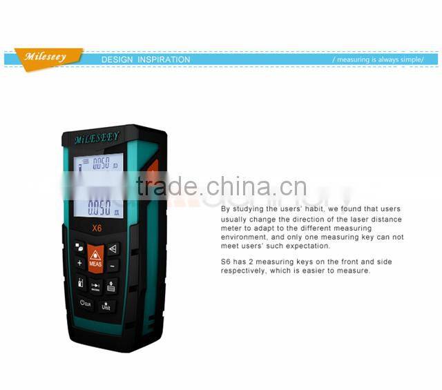 Mileseey 100m Handheld Laser Distance Meter Digital Laser Range Finder Laser Range Meter Laser Tape Measure X6