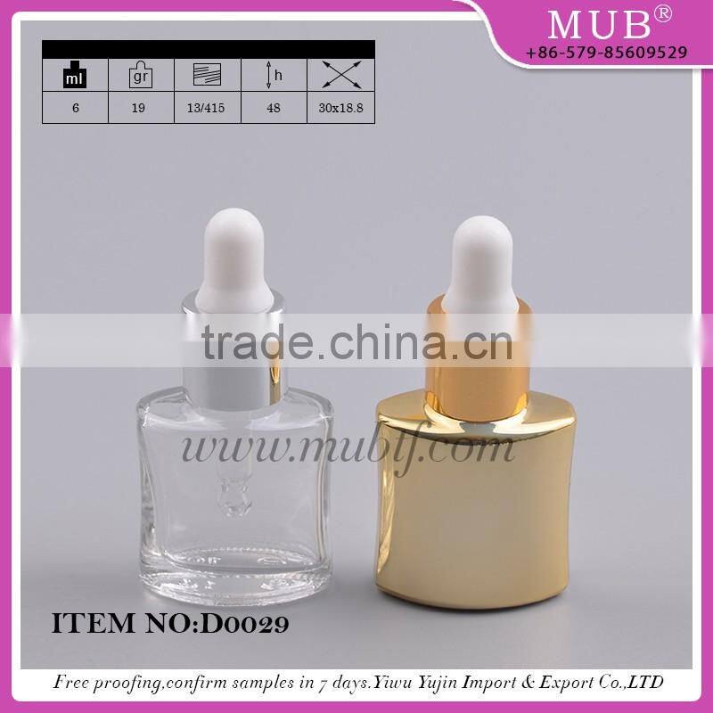 2016 new style empty glass essential oil bottles with aluminum dropper cap