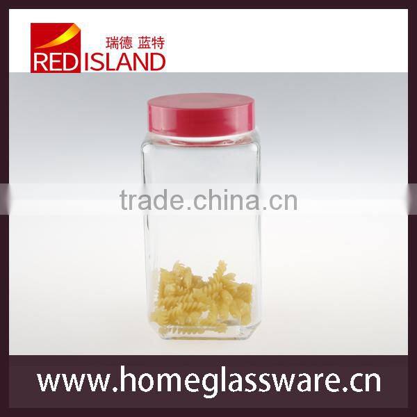 wholesale square glass jar with plastic lid glassware