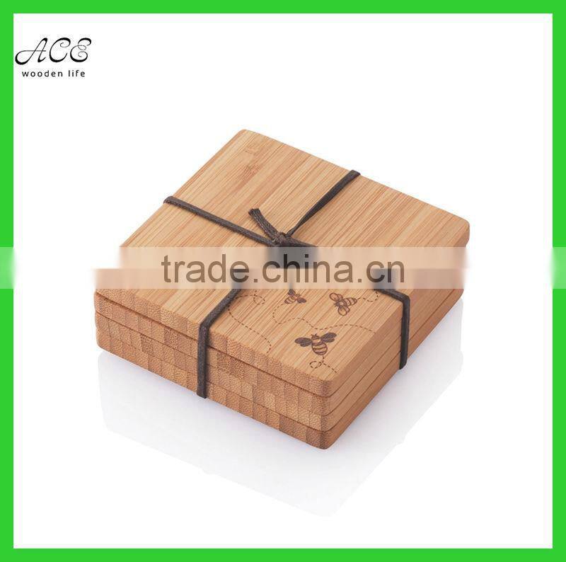Custom bamboo coasters Laser engraved bamboo coasters Bamboo placemat