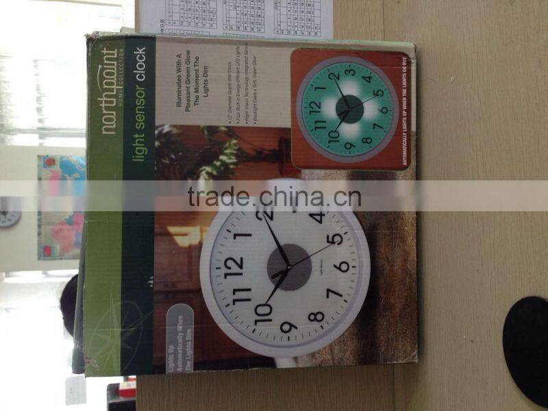 Light sensor wall clock/Light in the Dark clock/office round wall clock