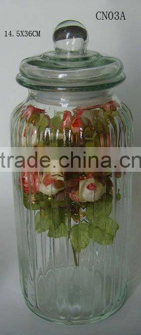 clear cylinder large vertical stripe glass fermentation jar with lid