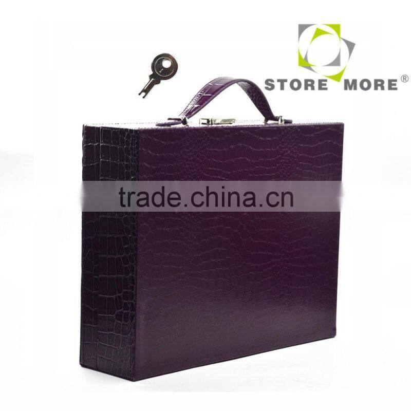 Leather Watch Organizer Storage Case Jewelry Box with Lock & Mirror