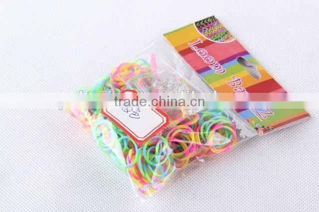 300PC Hair Band With 12 Buckles/Double colors RUBBER BAND