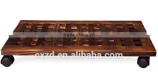 Modern designwood mat with wheels for your flower pot