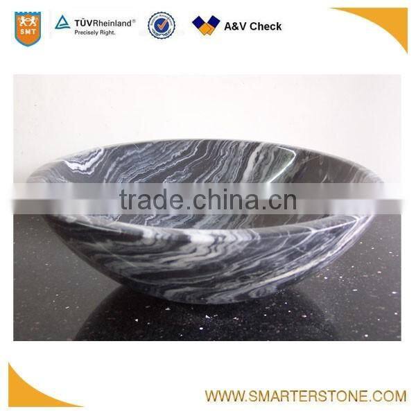 Black and white marble with wooden veins wash basin unique