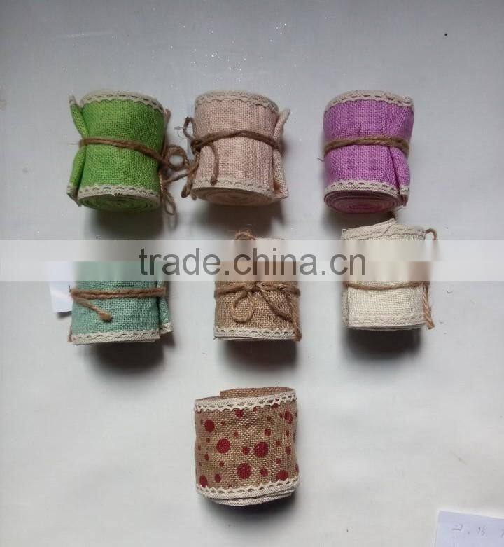 Factory high quality wholesale jute burlap ribbon in 100% jute cloth