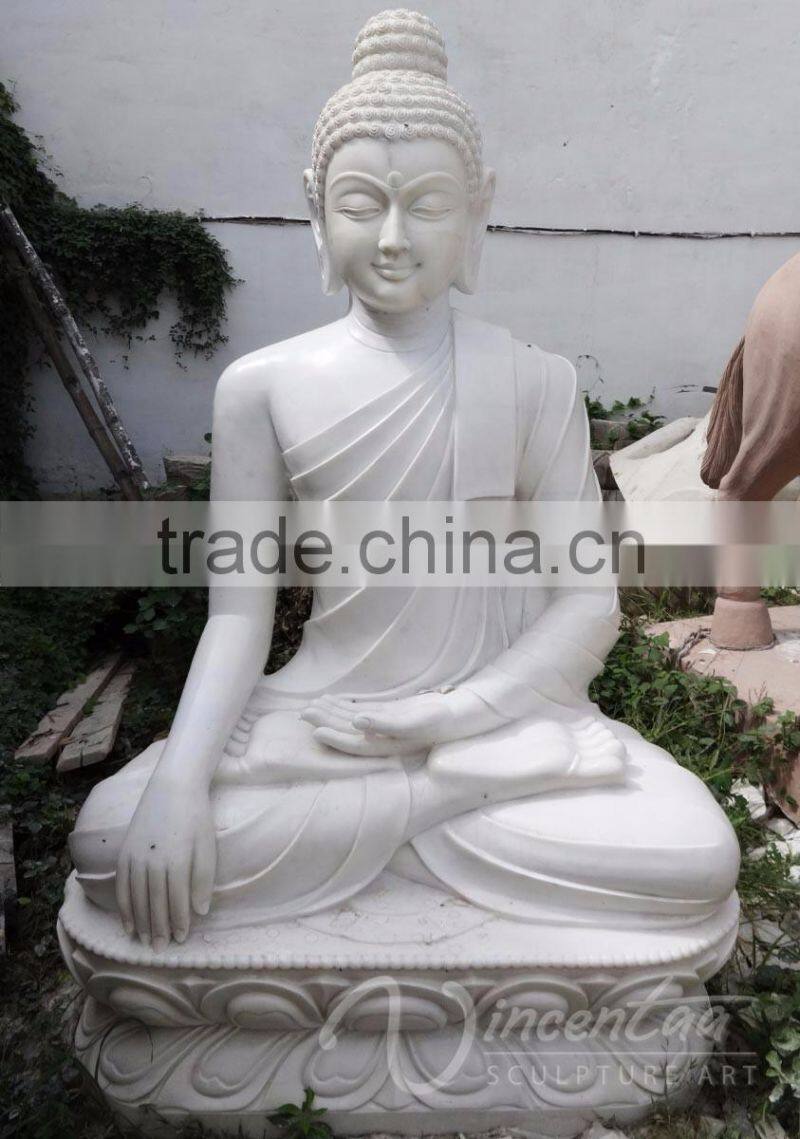 large outdoor stone carving marble garden size buddha statues