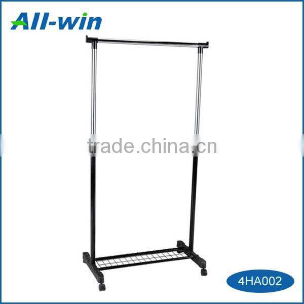 High-quality easily-assembled movable household clothes hanger rack