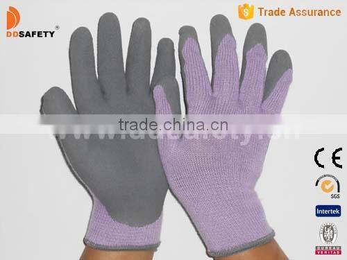 DDSAFETY High Quality 10 Gauge Foam Finished Latex Gloves Violet Knitted Gloves With Grey Latex With CE