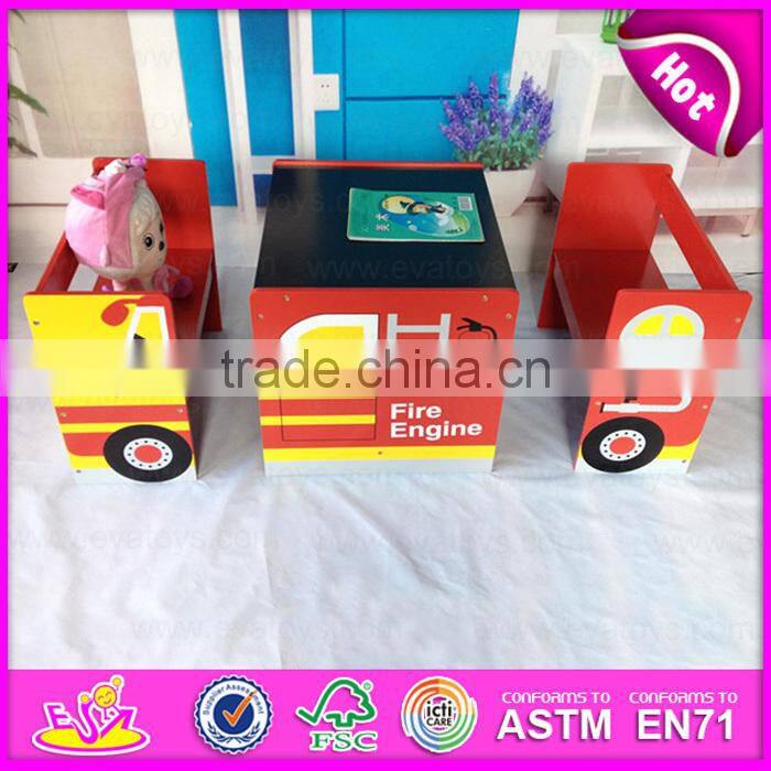 2015 Multifuction Kids Study Table With Chair,Funny children writing table chairs,Car design cute wooden table and chair WO8G143