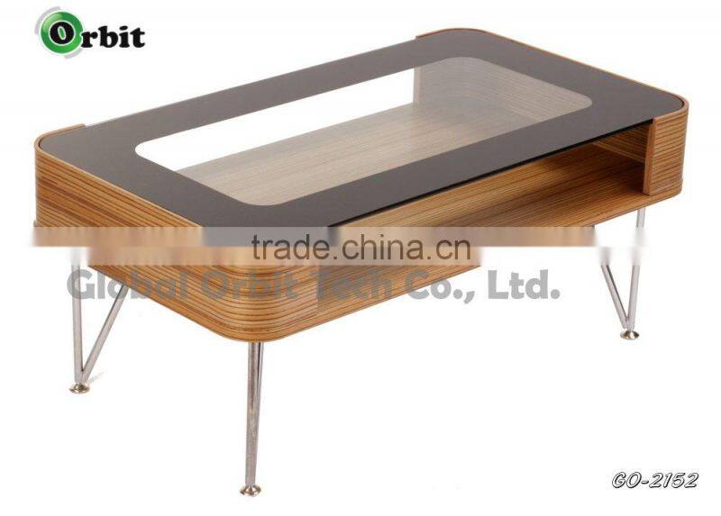 Modern design wooden tea table, living room furniture side table with shelf