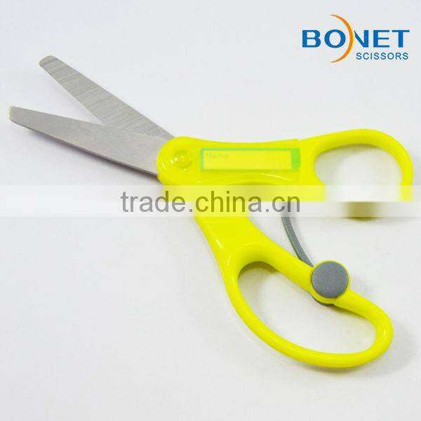 SSC0025 5" school yellow transparent stationery children scissors with name card