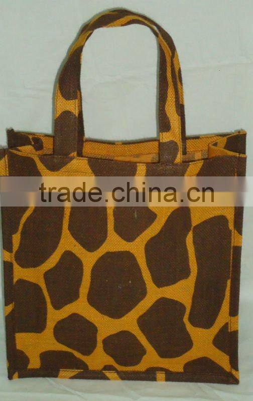 Animal print jute gift bag with jute handle