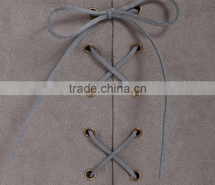 Newest Women's High Street Fashion Designe Sexy Grey Bandage Skirt