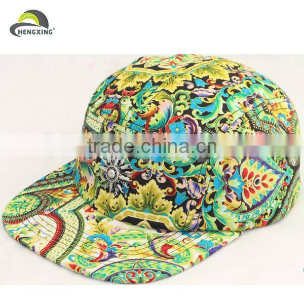 Custom floral 5 panel snapback hats wholesale,5 panel hat sewing pattern