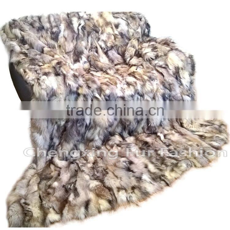CX-D-85 Patchwork Blanket/Real Fox Fur Blanket/Throw Blankets