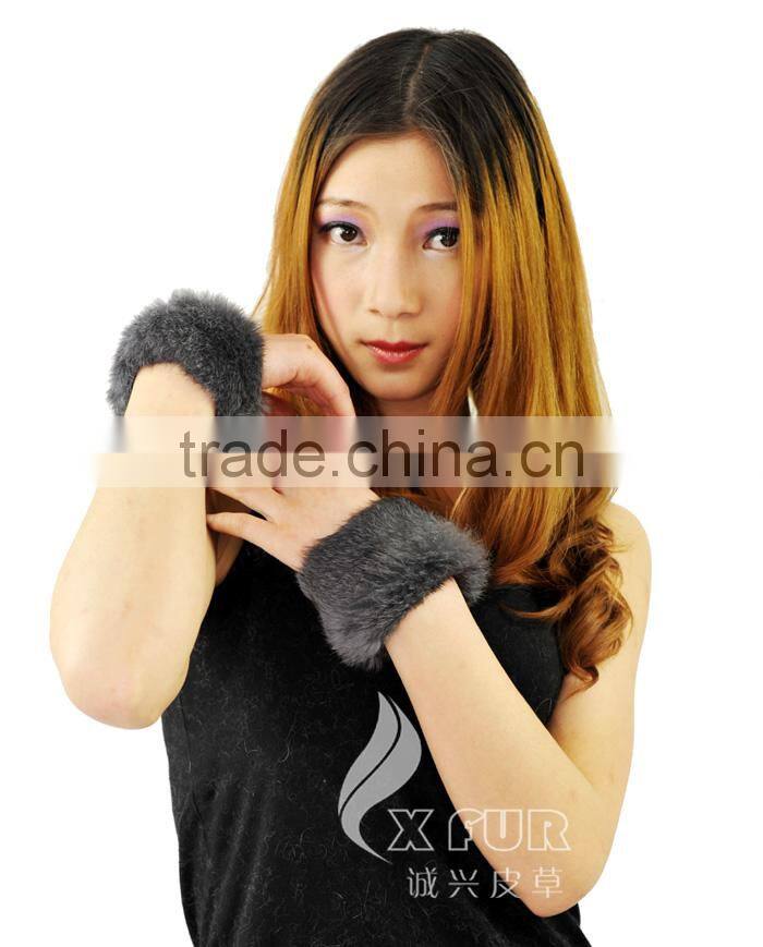 CX-A-28D Kids Women Cute Knitted Genuine Rabbit Fur Wrist Cuff