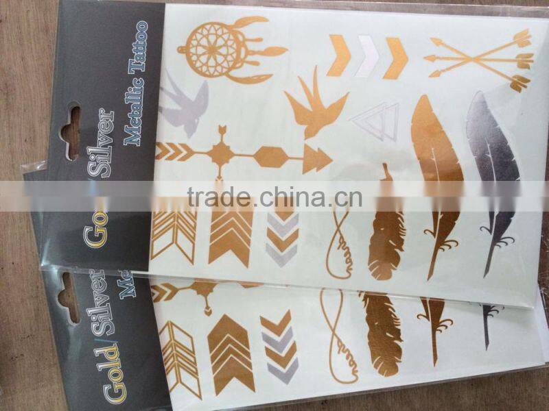 2015 new style cheap gold temporarygolden tattoo choker stickers