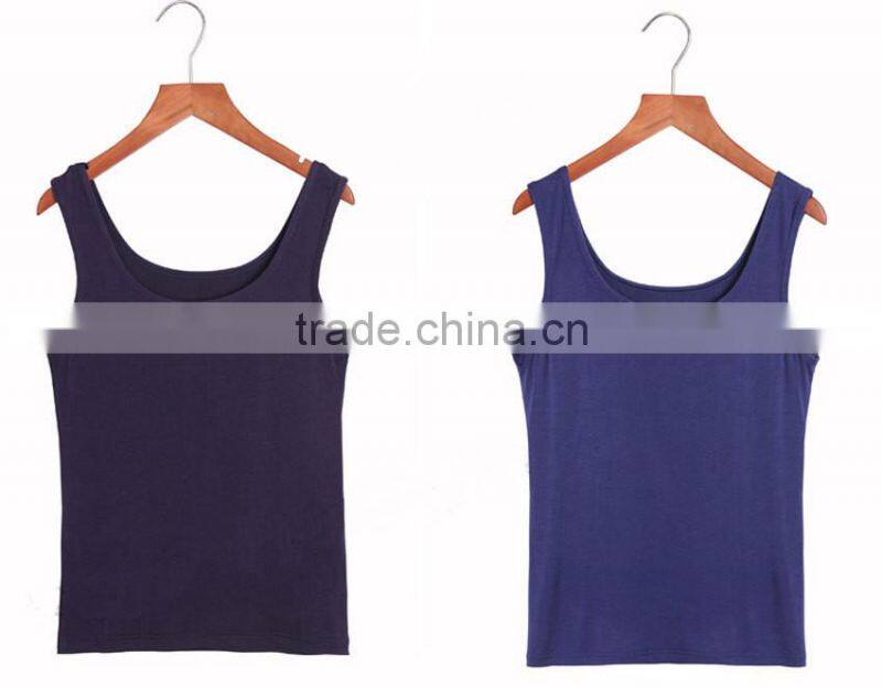 Modal cotton girls yogo tank top u neck base shirts gym vest athletic singlets wholesale