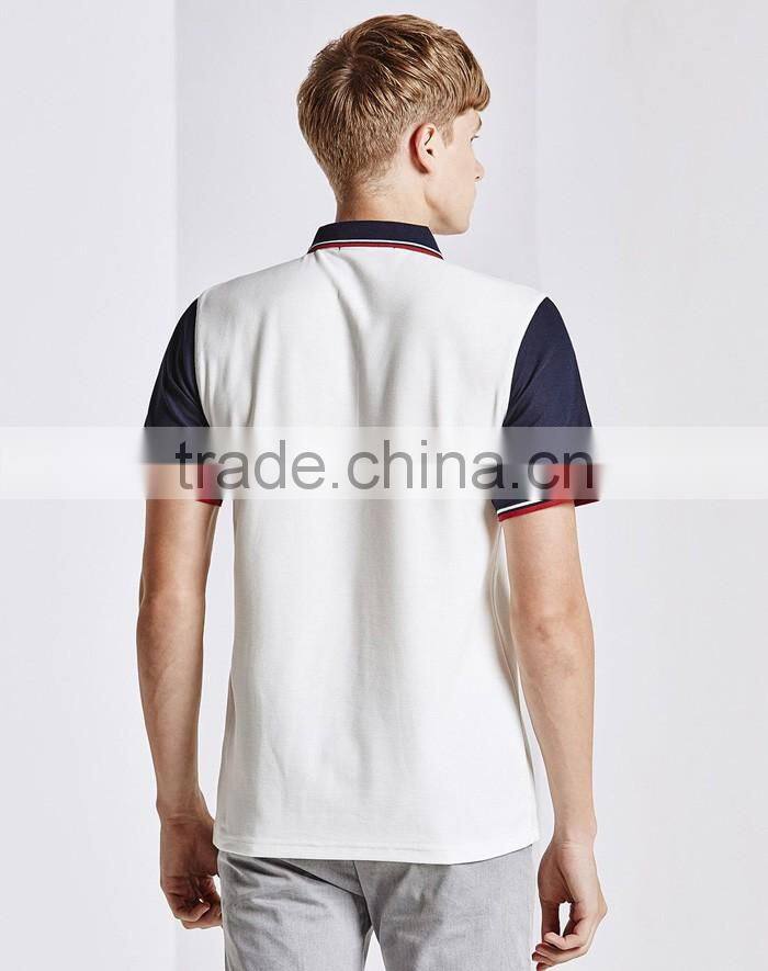 Custom fashion breathable printing contrast cotton different color collar polo shirts