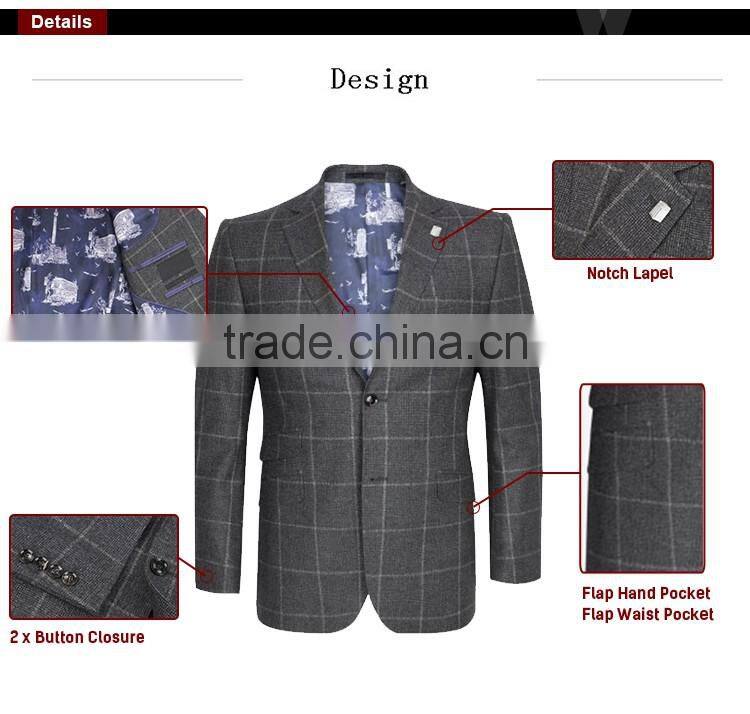 2017 Made In China Vintage Trendy Checked Suit Jacket Blazer Men Suit