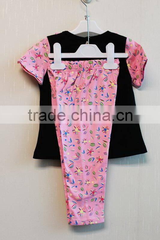 Newest Lovely Baby Girl Summer Pajama Knitted Cap Sleeve Pajama Set TP-7714