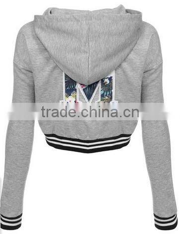 Plus Size Crop Top Letter Print Long Sleeve Zip Up Sweatshirt Sports Hoodie For women