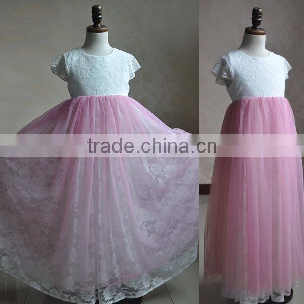 Baby Girls Pink Tulle Dress Floral Girls Long Dress