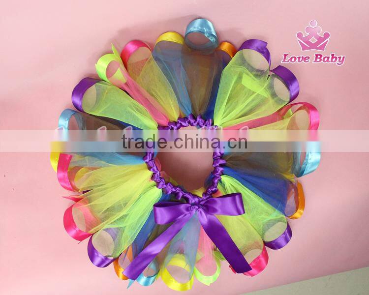 Rainbow Wholesale Princess Dance Girls Puffy Tulle Mini Skirt Baby Fluffy Ruffle Tutu Dress LBLSX-RT5066