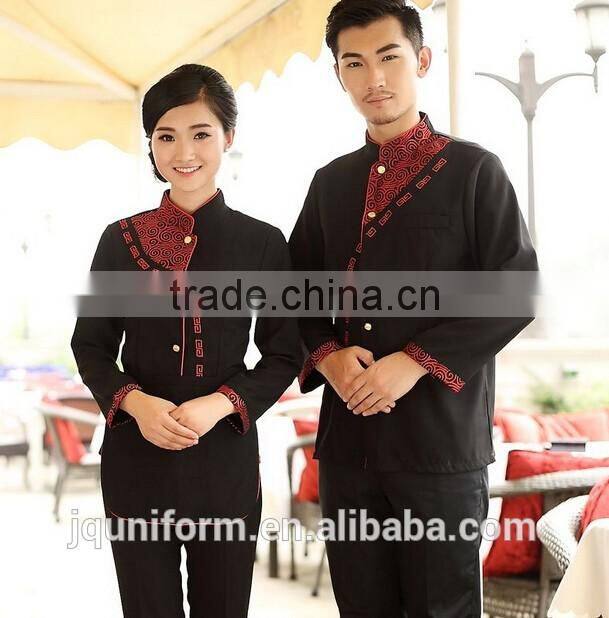 Custom factory wholesale international hotel lady uniforms ,nice design man catering uniforms in los angeles