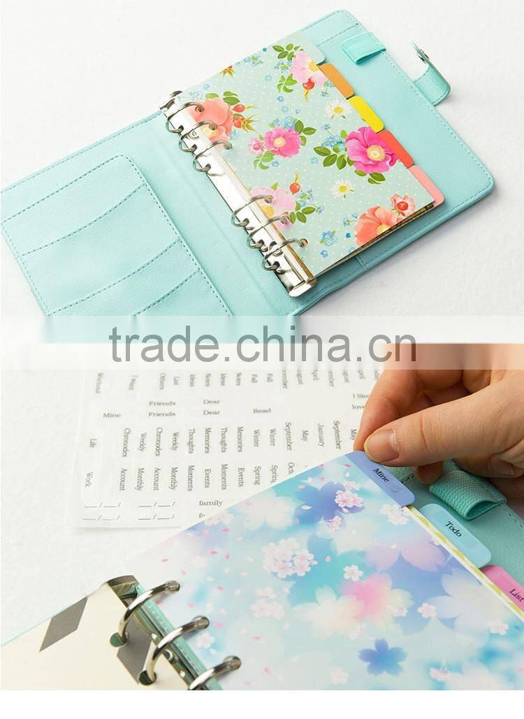 A5/A6 art paper 4/1C printing custom planner index page 6 holes planner internal page