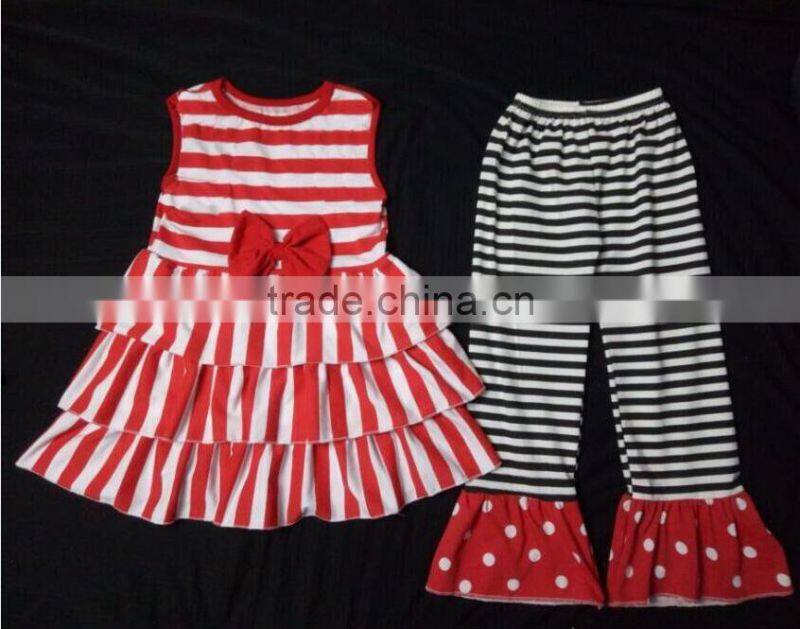 New 4th of july black red slip dress boutique chicldren's girl patriotic fashion dress baby girls dress with lovely pocket