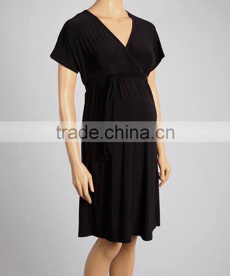 Latest Maternity Dresses With Black Maternity Wrap Dress Soft Short Sleeve Women Clothes WD80817-7