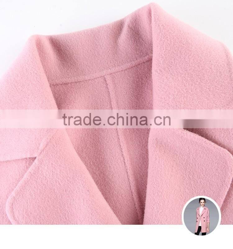 ladies 3/4 sleeves double-breasted wool thin fabric coat
