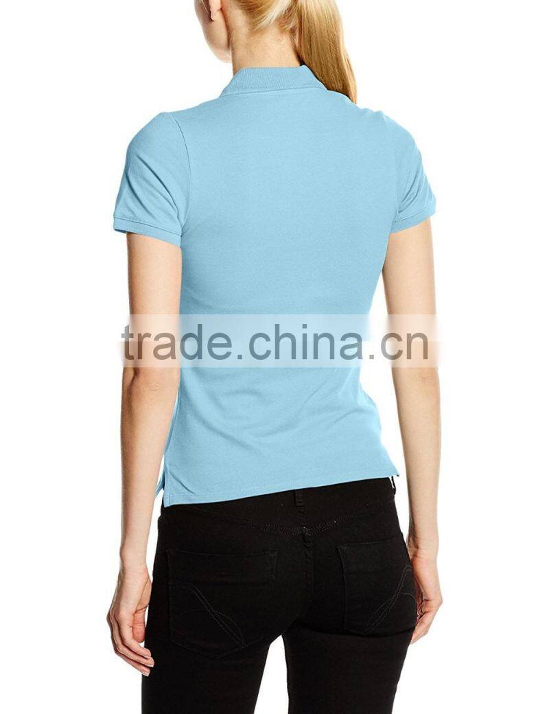 Women's Pique two-button placket pink, casual polo tee Shirt