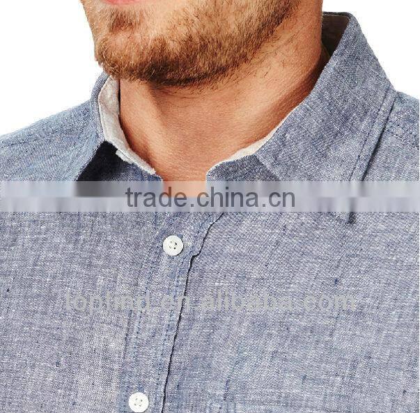 100% Leisured linen jeans style long sleeve Men shirts