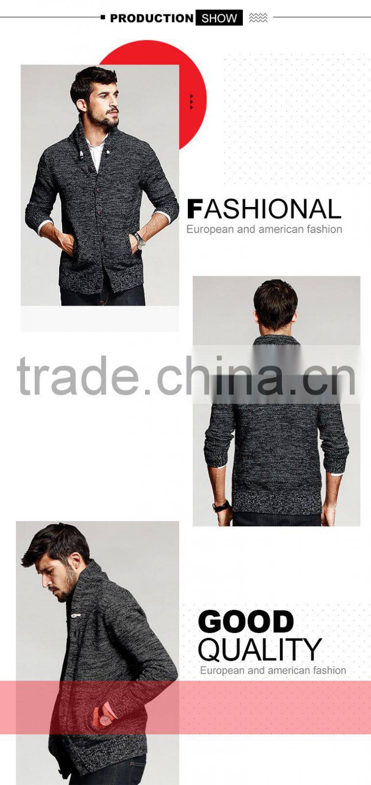 china factory thick button cardigan winter mens sweater design for hot sale