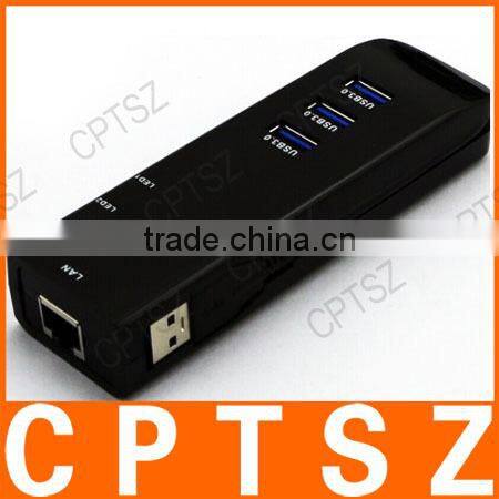 3-Port USB Hub 3.0 5Gbps High Speed with 1 RJ45 Gigabit Ethernet Lan Network Adapter