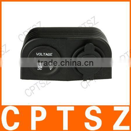 2 USB Socket + Digital LED Voltmeter Socket + Two Hole Tent Base for Car Truck Motorcycle Boat for ATV