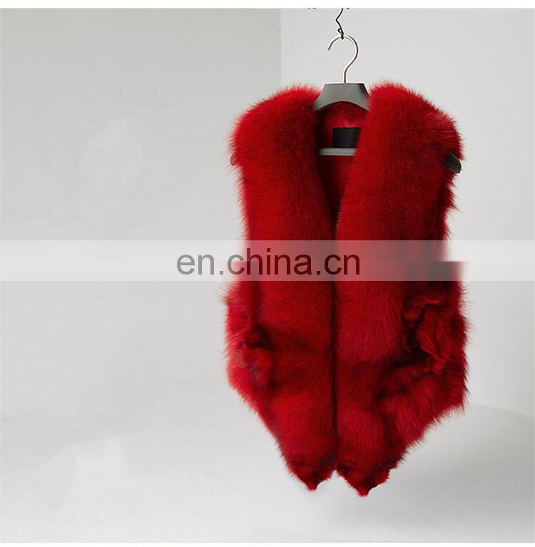2017 Fashionable Women Real Fur Sleeveless Coat Women Genuine Fox Fur Vest